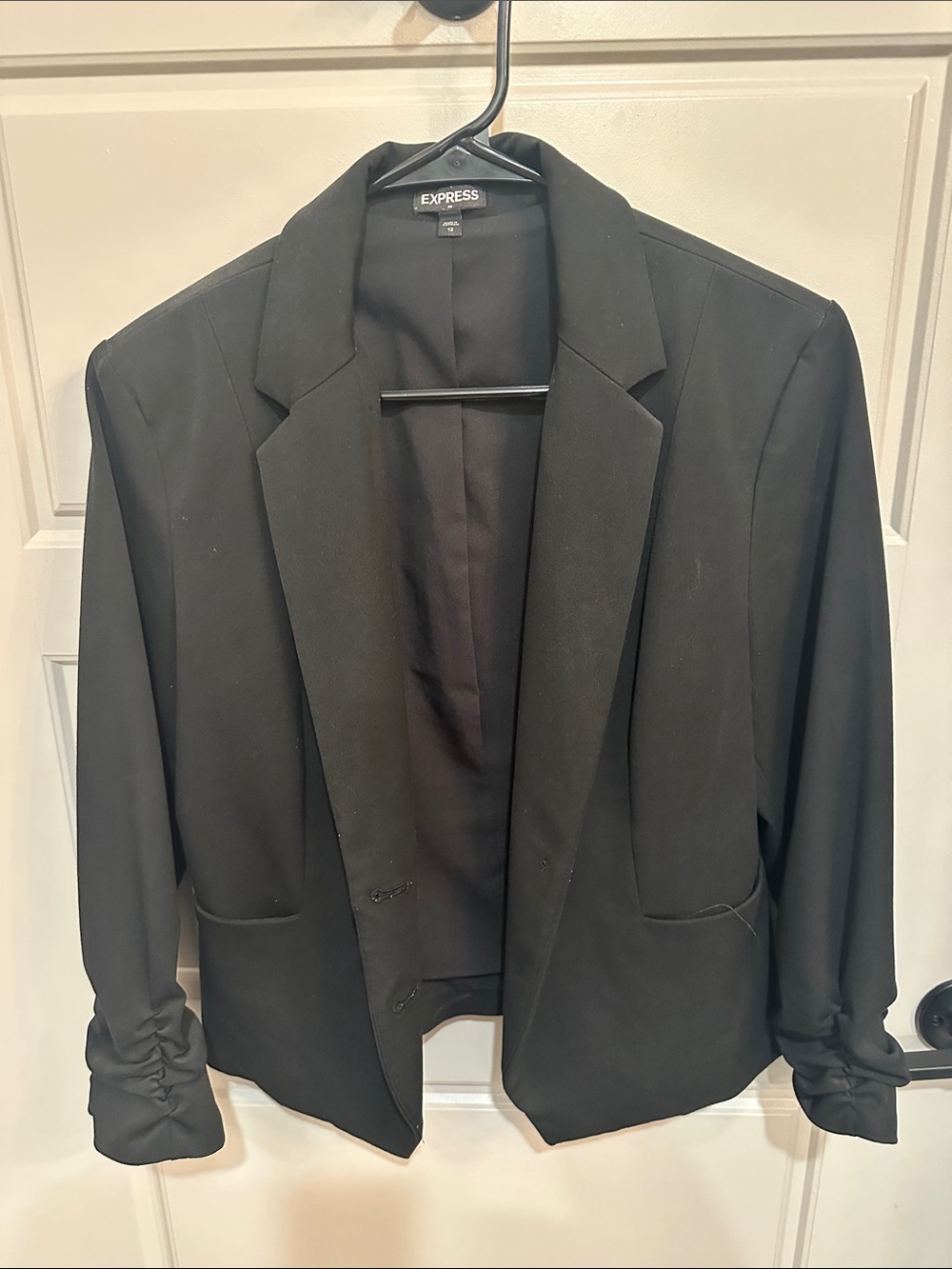 Express Black Open-Front Women's Blazer Jacket 3/4 sleeves